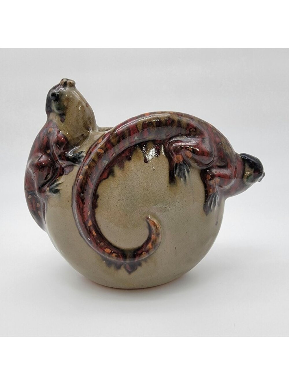 Jorge Wilmot Tonala Pottery Double Iguana Vase